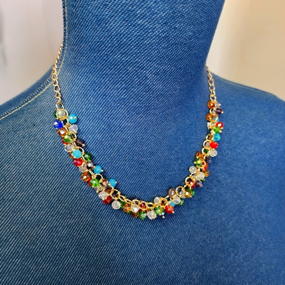 Gold with Natural and Crystal Stones Necklace Bracelet and Earrings Set - Picture 8 of 10